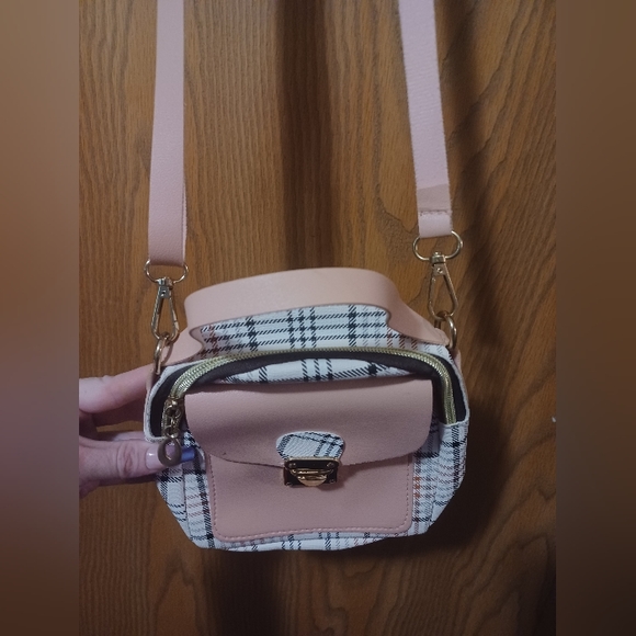 Small plaid PU leather 2-way purse - Picture 5 of 10